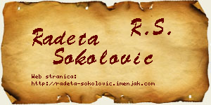 Radeta Sokolović vizit kartica